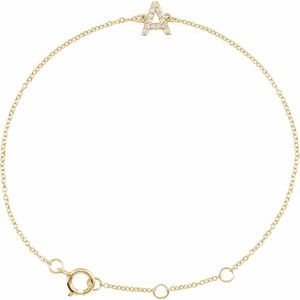 0.10 CTW Natural Diamond Initial Bracelet (6–7")