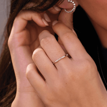 Accented Contour Wedding Band – 14K White Gold