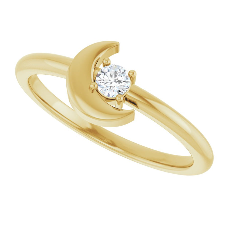 Crescent Moon Diamond Ring – 14K Gold (1/10 CT)