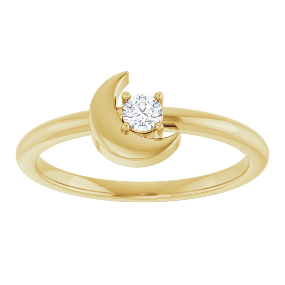 Crescent Moon Diamond Ring – 14K Gold (1/10 CT)