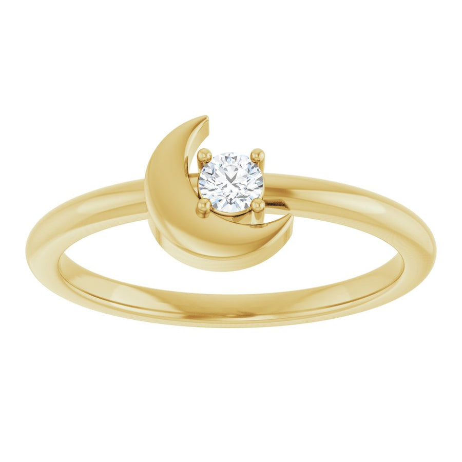 Crescent Moon Diamond Ring – 14K Gold (1/10 CT)