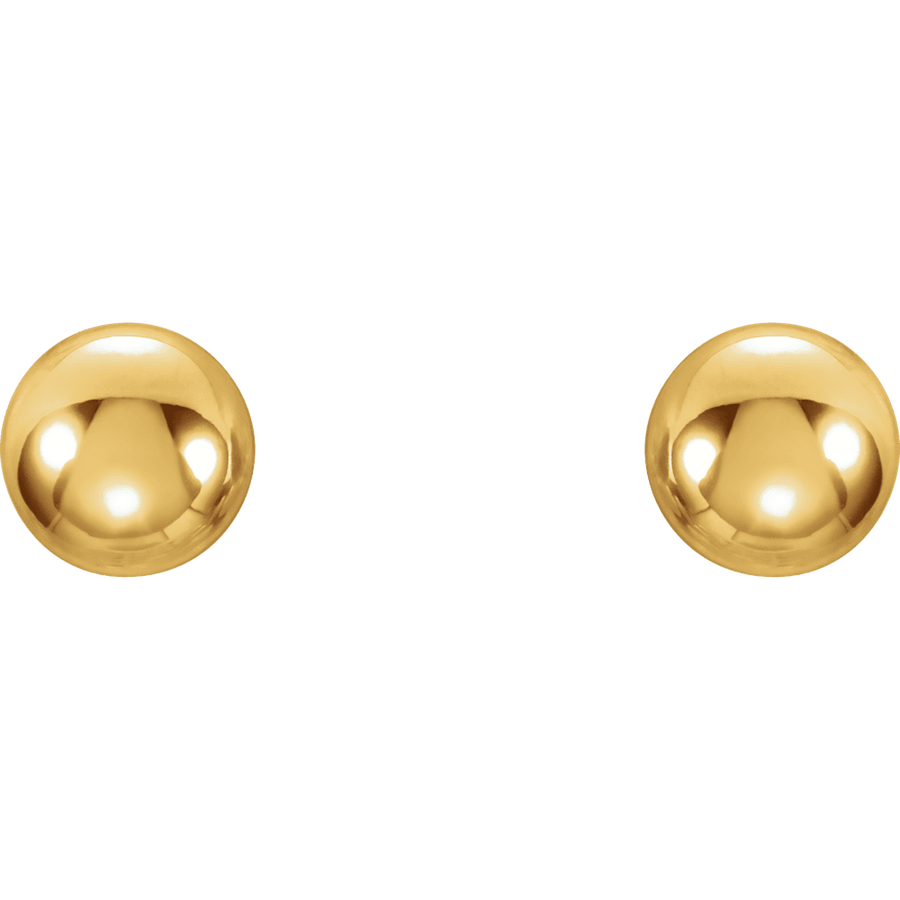 4 mm Solid Gold Ball Stud Earrings – 14K Yellow Gold