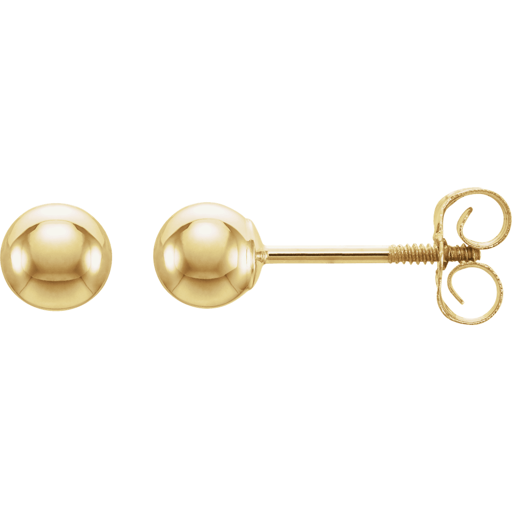 4 mm Solid Gold Ball Stud Earrings – 14K Yellow Gold