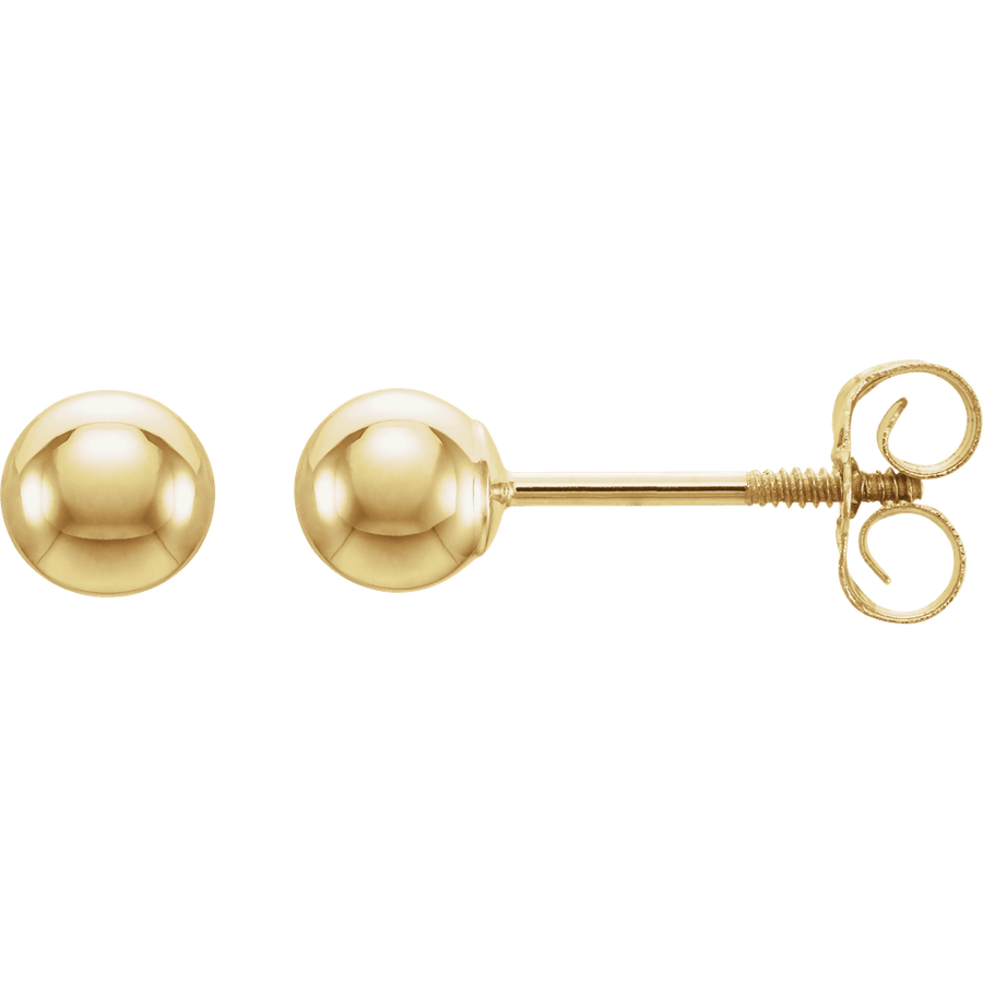 4 mm Solid Gold Ball Stud Earrings – 14K Yellow Gold