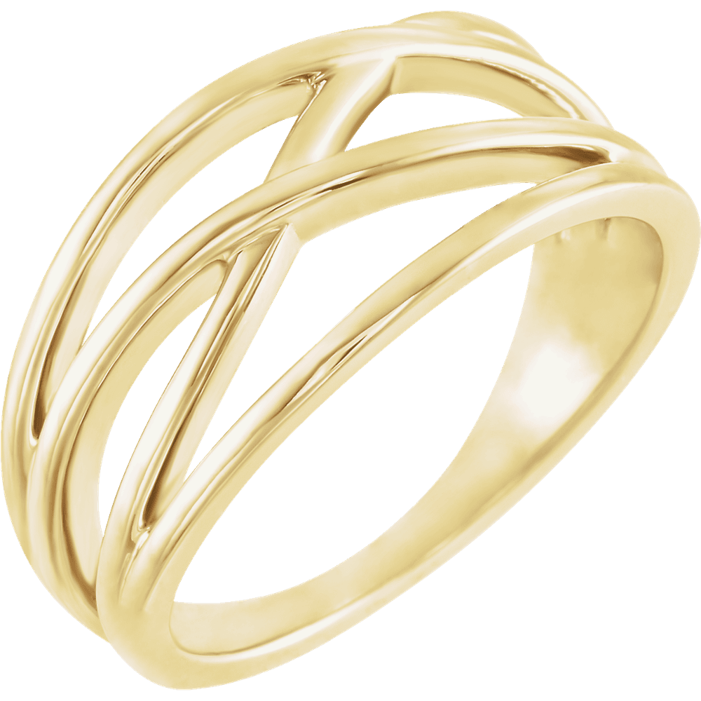 14K Solid Gold Criss-Cross Ring