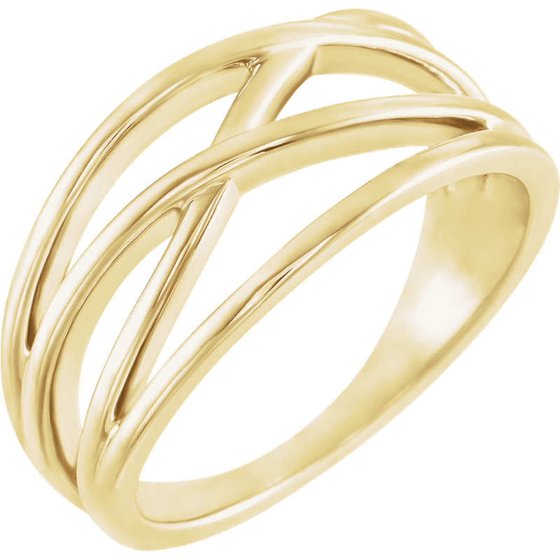 14K Solid Gold Criss-Cross Ring