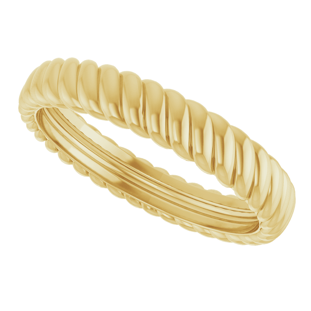 Rope Comfort-Fit Band – 3.5 mm, 14K Solid Gold