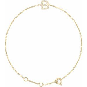 0.10 CTW Natural Diamond Initial Bracelet (6–7")