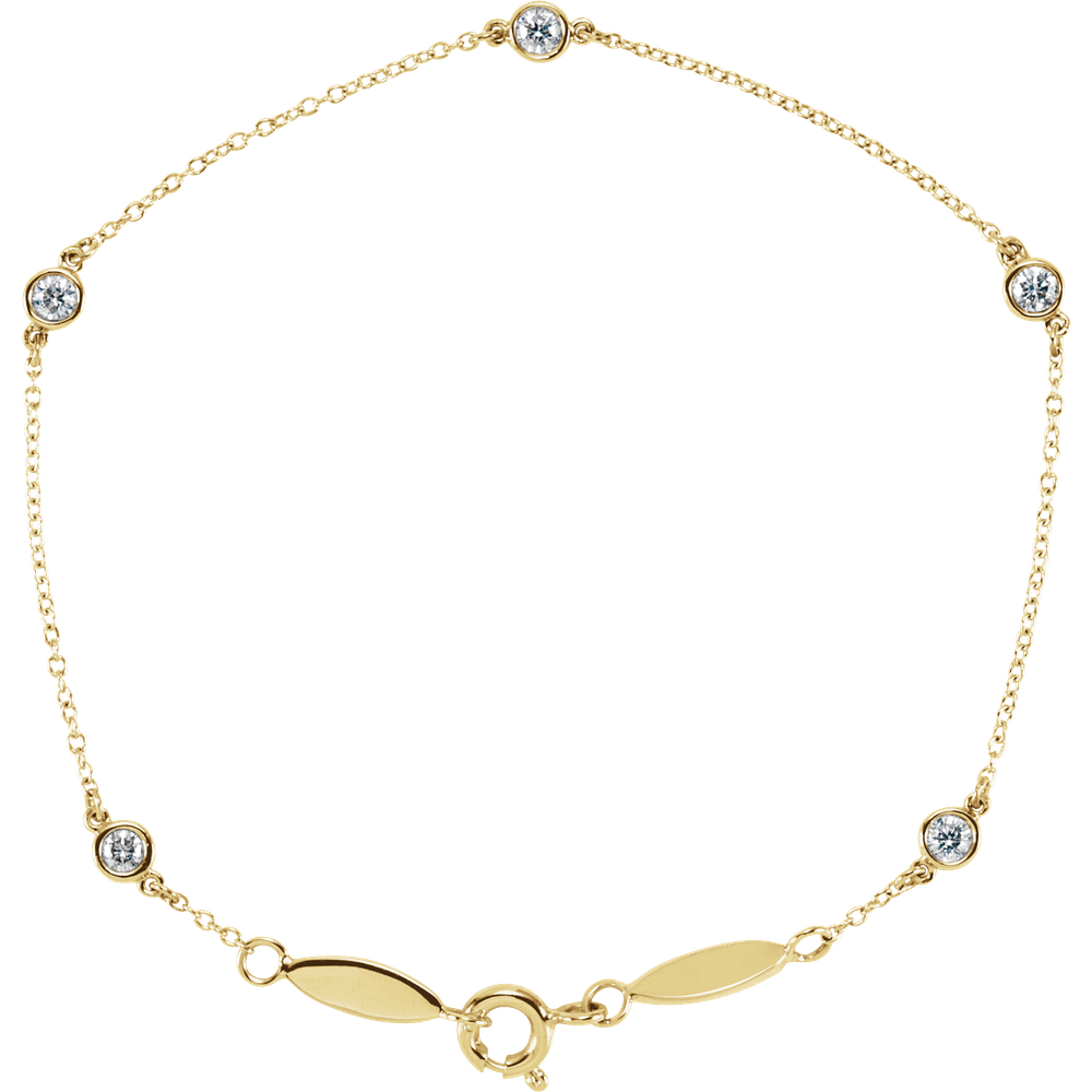 ⅓ CTW Diamond Bezel-Set Station Bracelet — 14K Solid Gold