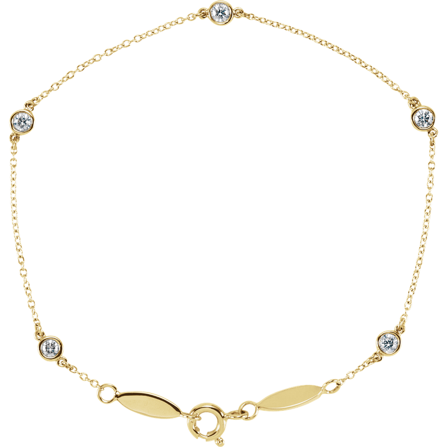 ⅓ CTW Diamond Bezel-Set Station Bracelet — 14K Solid Gold