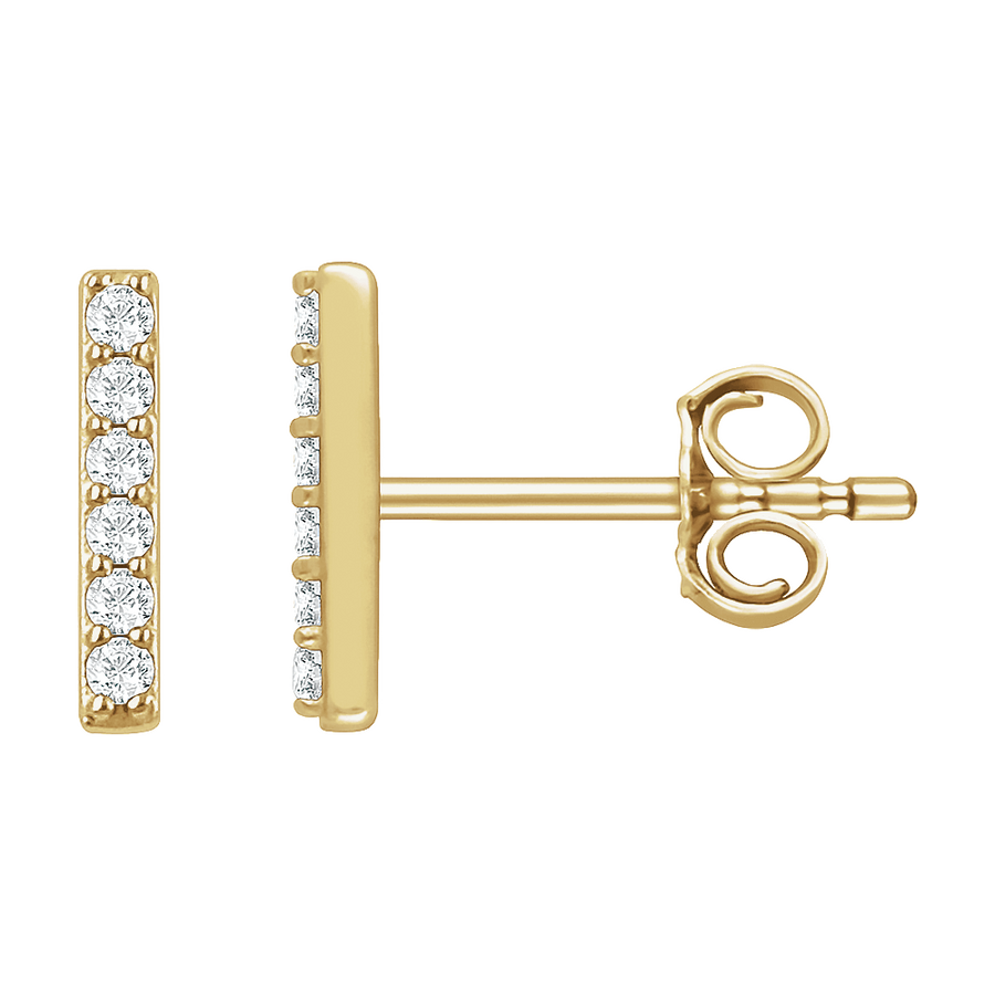Diamond Bar Earrings – 14K Solid Gold (0.10 CTW)