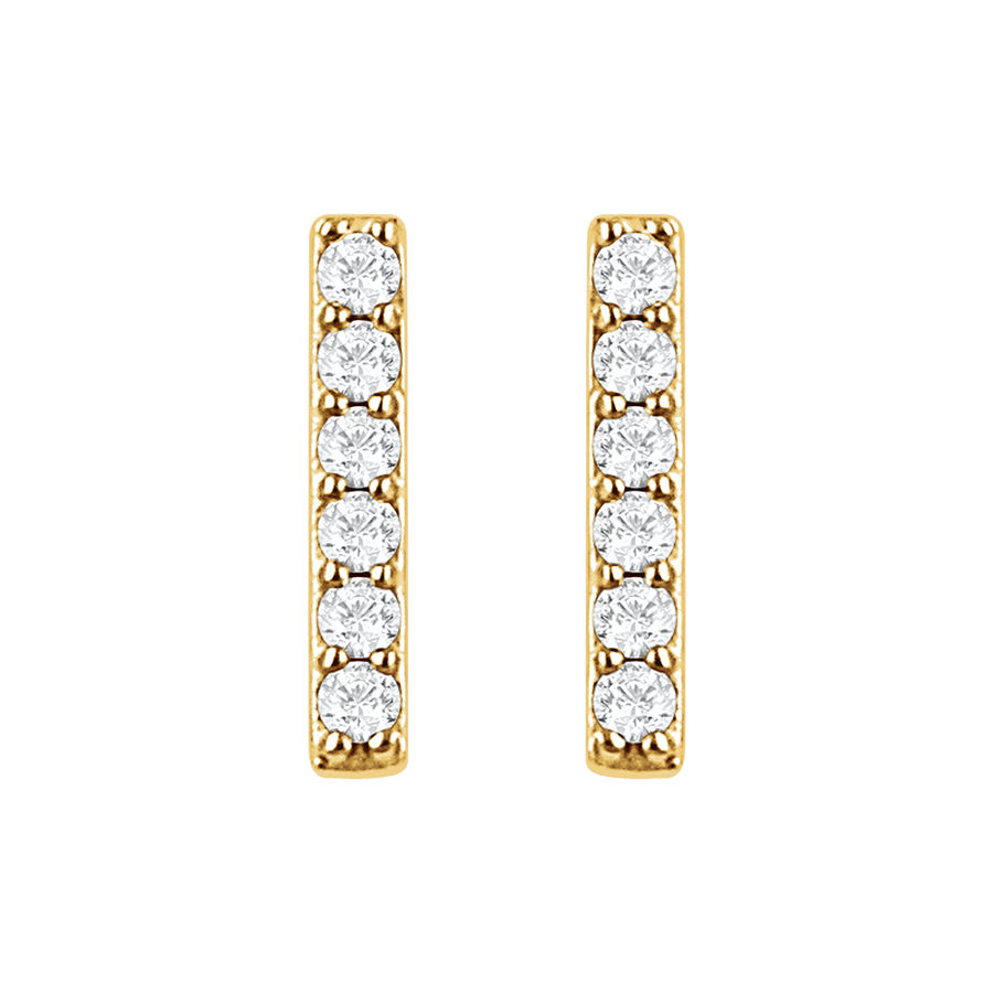 Diamond Bar Earrings – 14K Solid Gold (0.10 CTW)