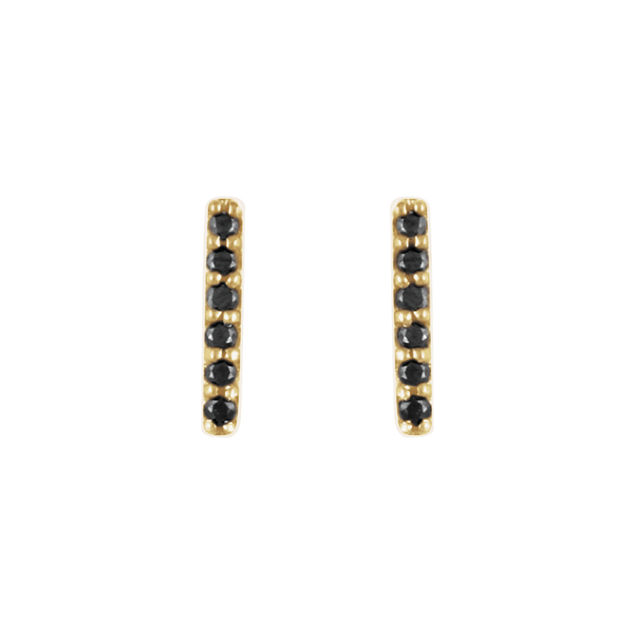 Black Diamond Bar Earrings – 14K Solid Gold (0.10 CTW)