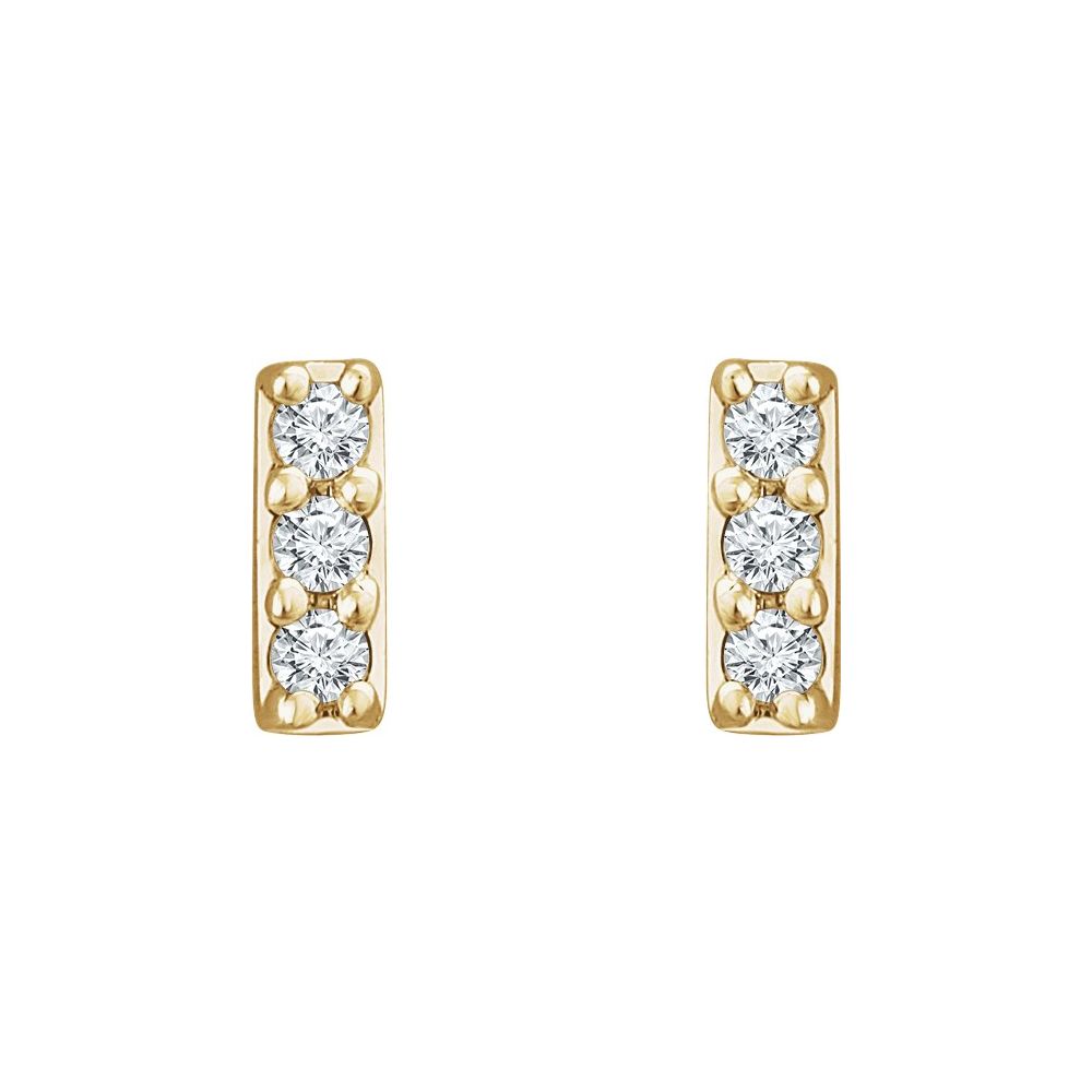 Diamond Bar Earrings – 14K Solid Gold with Natural Diamonds