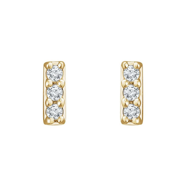 Diamond Bar Earrings – 14K Solid Gold with Natural Diamonds