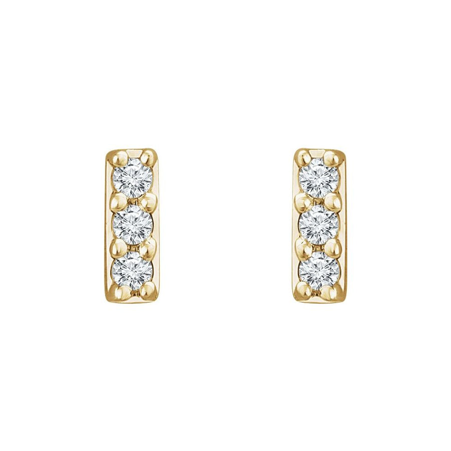 Diamond Bar Earrings – 14K Solid Gold with Natural Diamonds