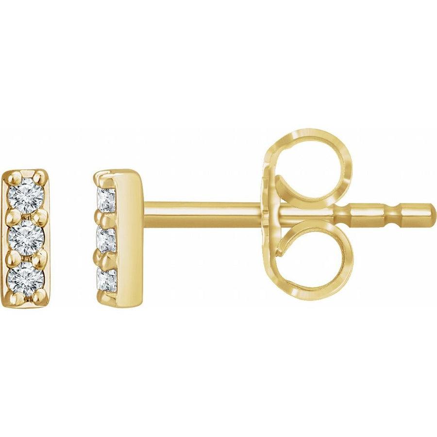 Diamond Bar Earrings – 14K Solid Gold with Natural Diamonds