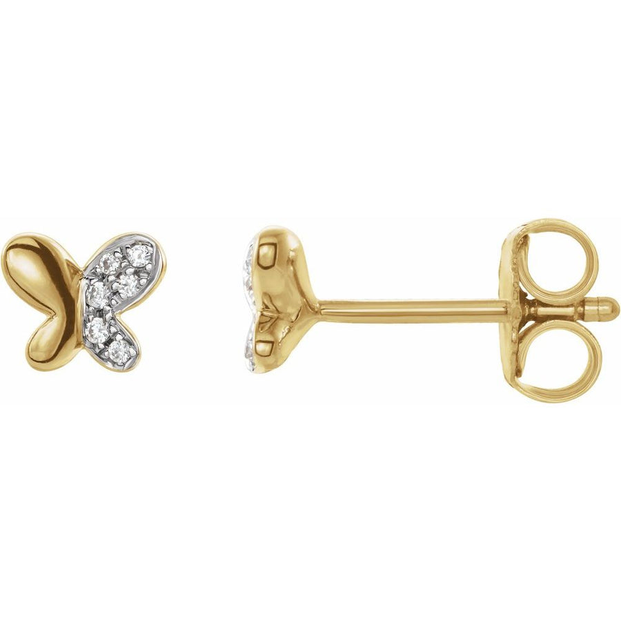 Butterfly Earrings - 14K Solid Gold with 0.04 CTW Diamonds