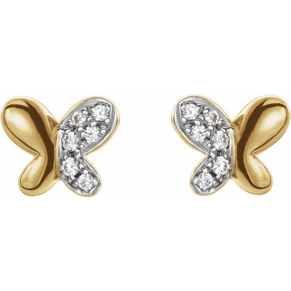 Butterfly Earrings - 14K Solid Gold with 0.04 CTW Diamonds