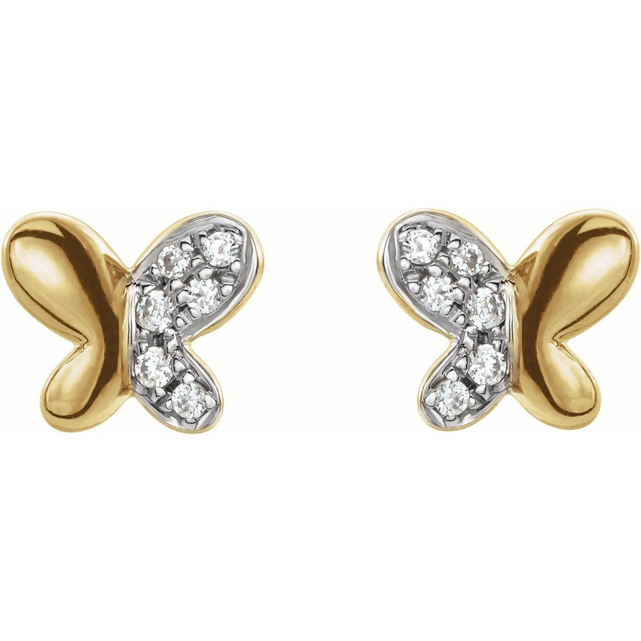 Butterfly Earrings - 14K Solid Gold with 0.04 CTW Diamonds