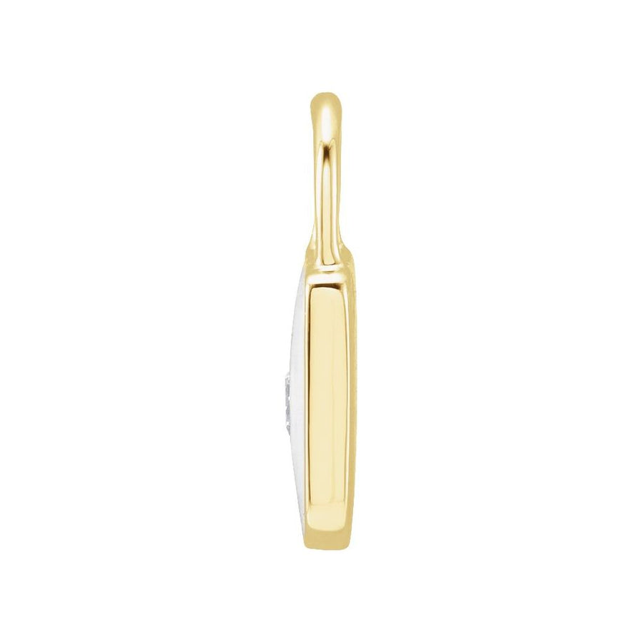 Accented Enamel Lock Charm/Pendant - 14K Solid Gold
