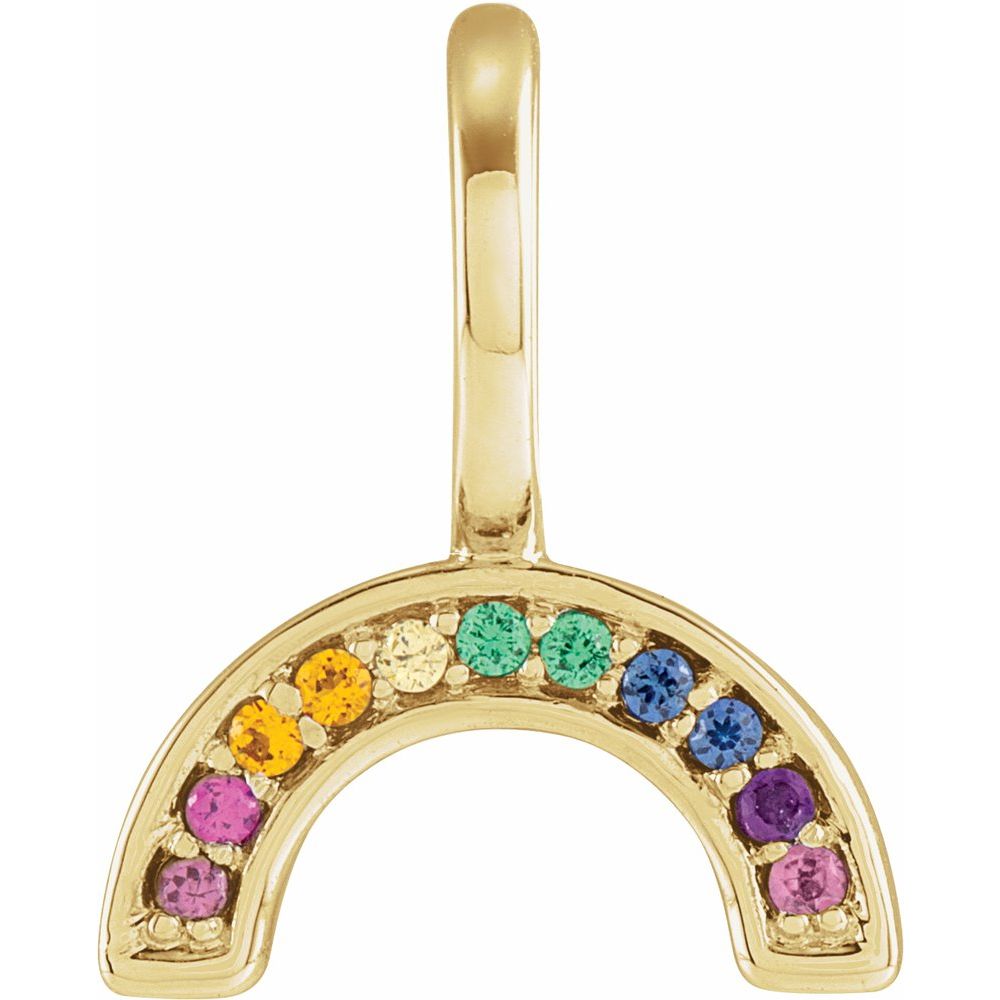 Rainbow Charm/Pendant – 14K Gold with Natural Multi-Gemstones