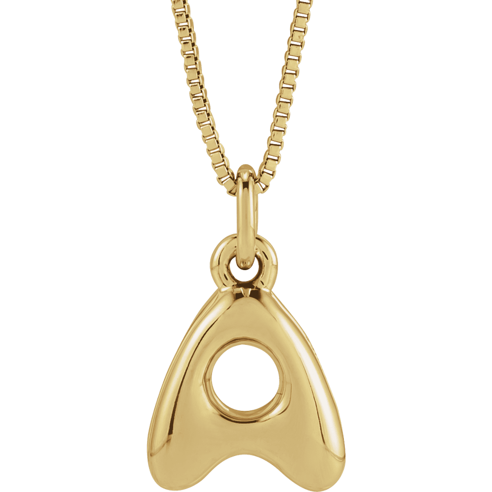 14K Yellow Gold Bubble Initial Necklace – 18"