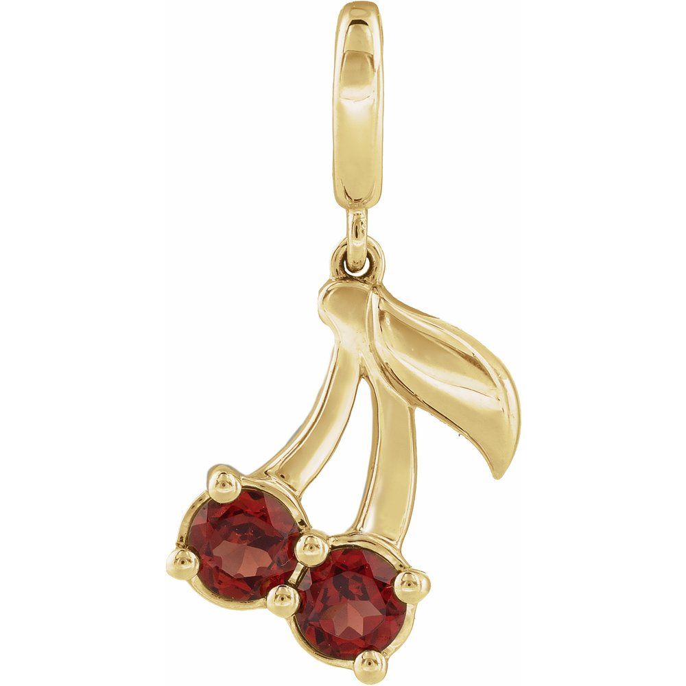 Cherry Charm Pendant – 14K Yellow Solid Gold + Mozambique Garnet