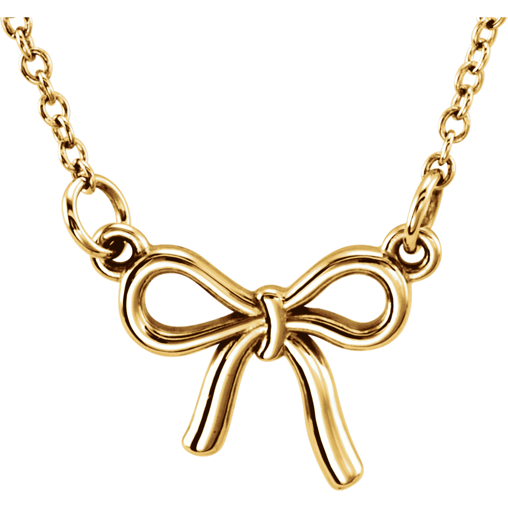 Tiny Knotted Bow Necklace - 14K Solid Gold