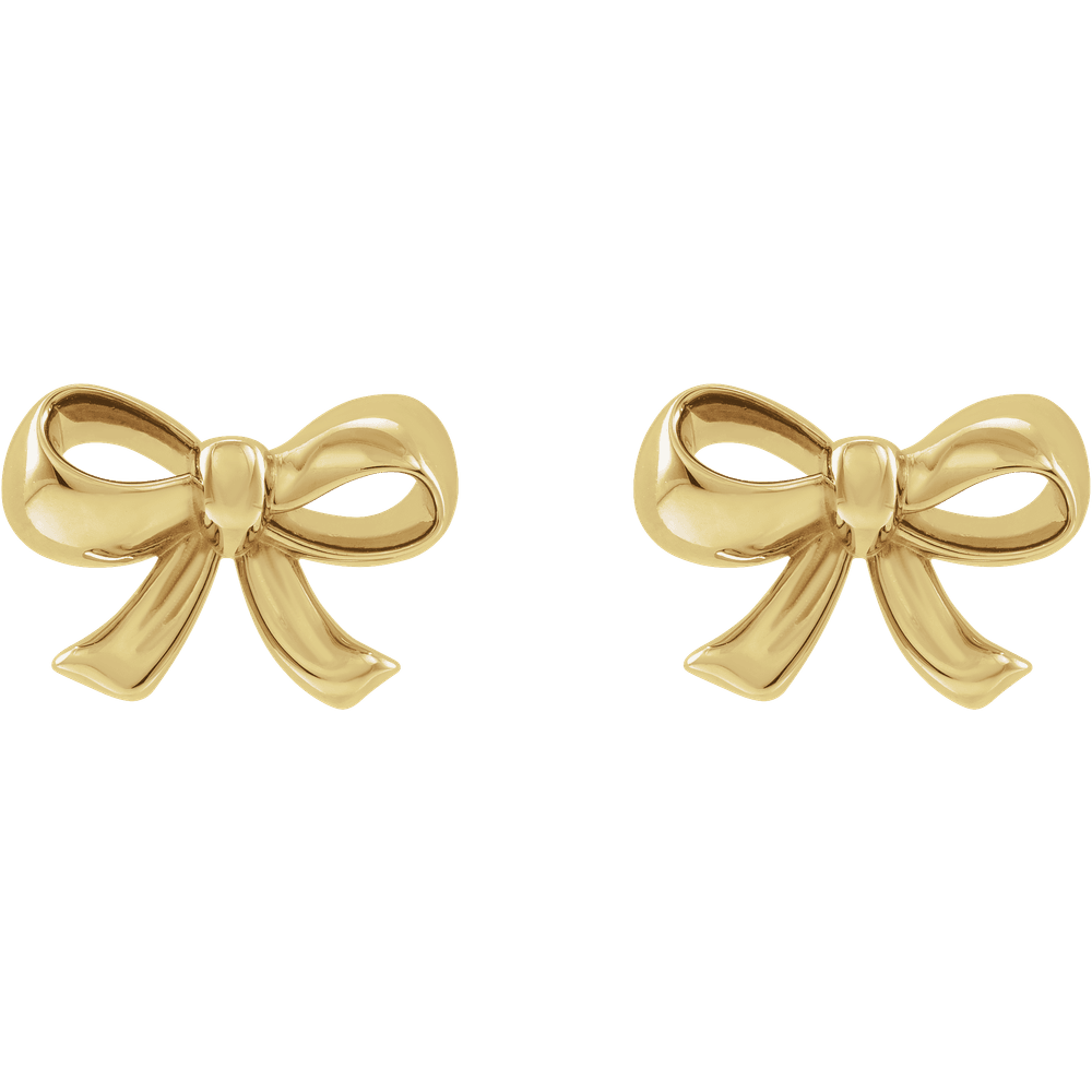 14K Solid Gold Bow Earrings