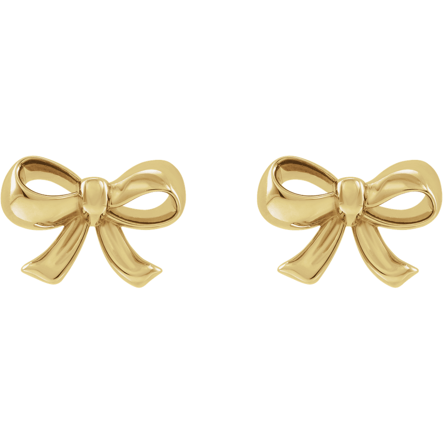 14K Solid Gold Bow Earrings