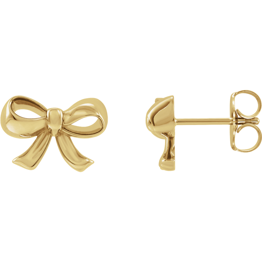 14K Solid Gold Bow Earrings