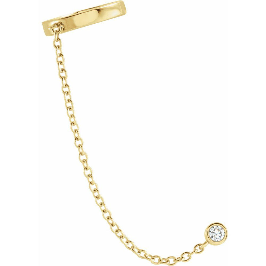 Diamond Ear Cuff with Chain – 14K Gold + 1/10 CT