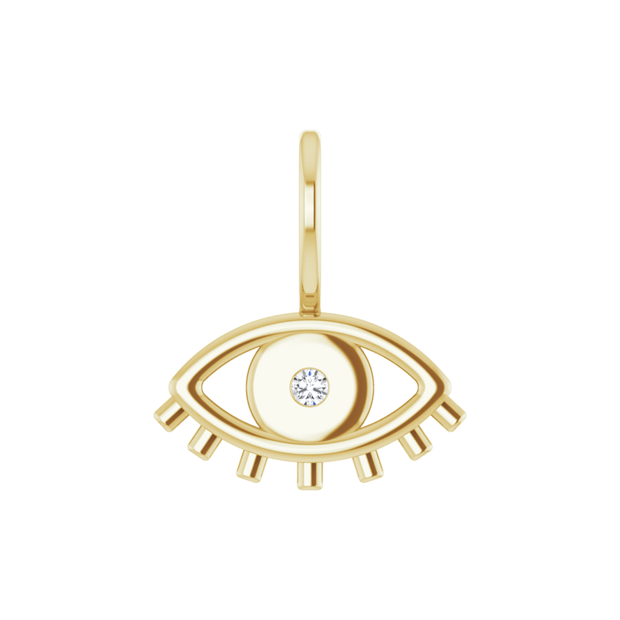 Diamond Evil Eye Charm / Pendant – 14K Solid Gold (0.02 CT)