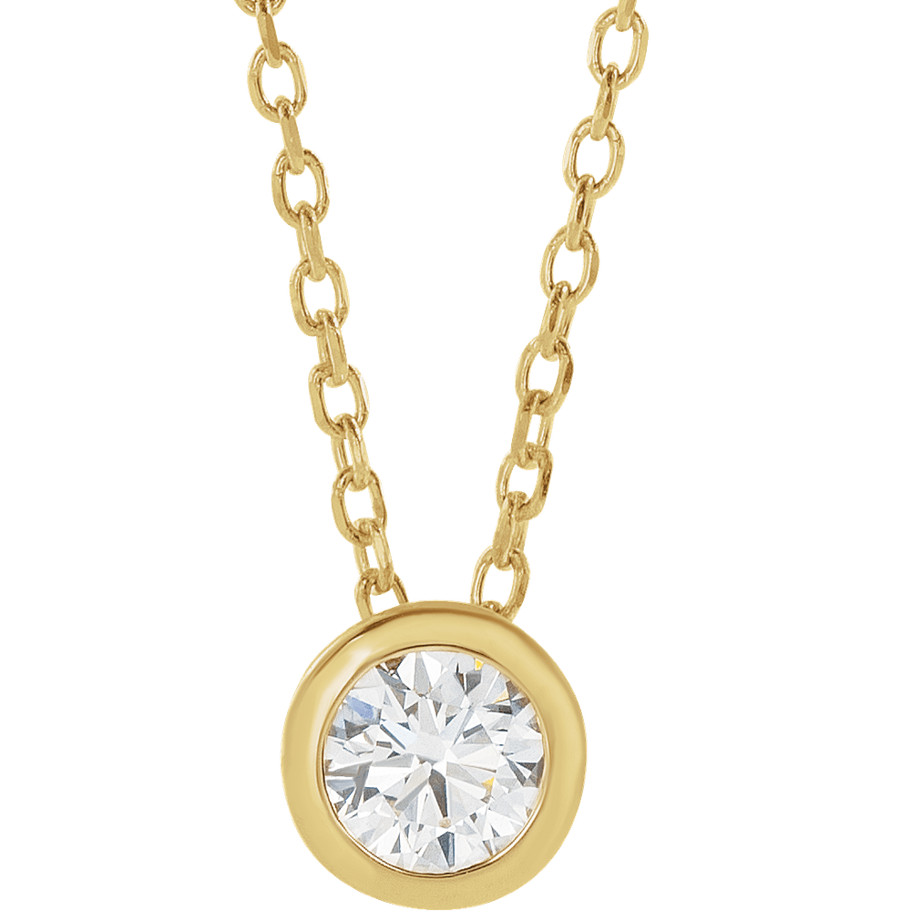 Solitaire Bezel-Set Necklace – 14K Gold + 1/4 CT Diamond
