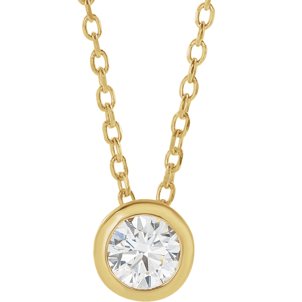 Solitaire Bezel-Set Necklace – 14K Gold + 1/4 CT Diamond