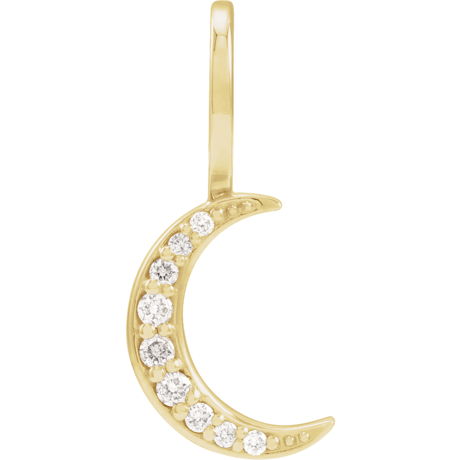 Diamond Crescent Moon Charm / Pendant – 14K Solid Gold (0.07 CTW)