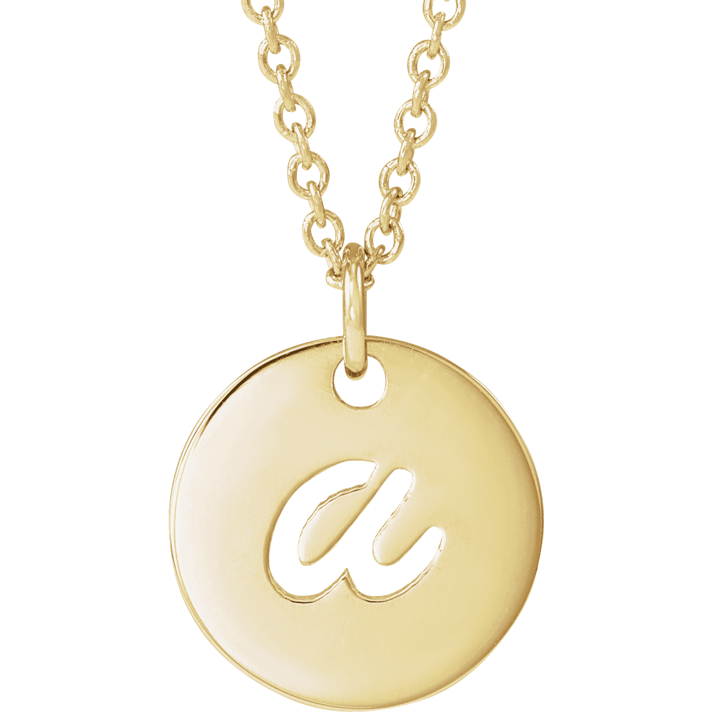 14K Yellow Gold Script Initial Necklace – 16–18" Adjustable