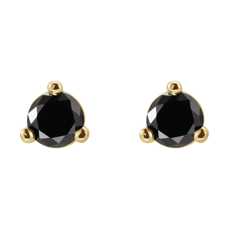 Natural Black Diamond Stud Earrings 1/8 CTW • 14K Solid Gold