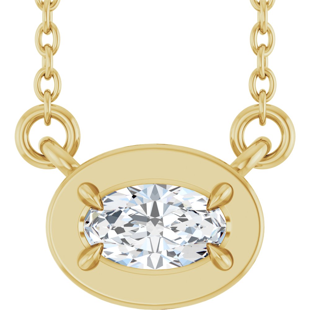 1/4CT Oval Diamond Necklace -14K Gold