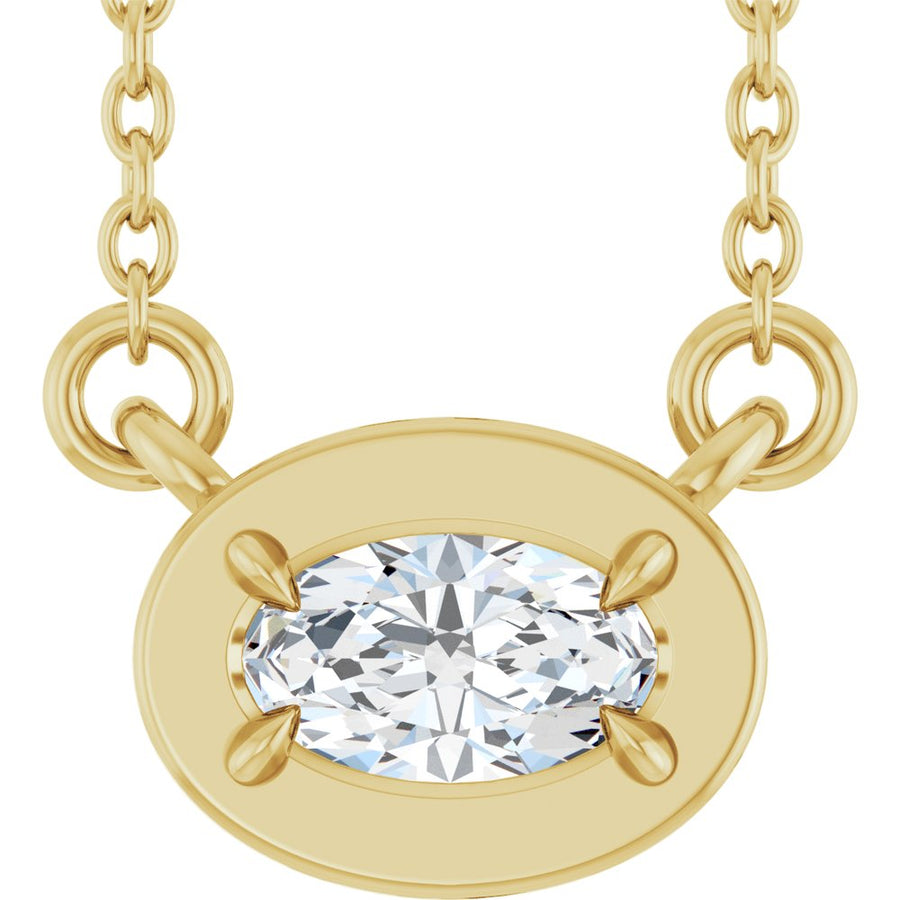 1/4CT Oval Diamond Necklace -14K Gold