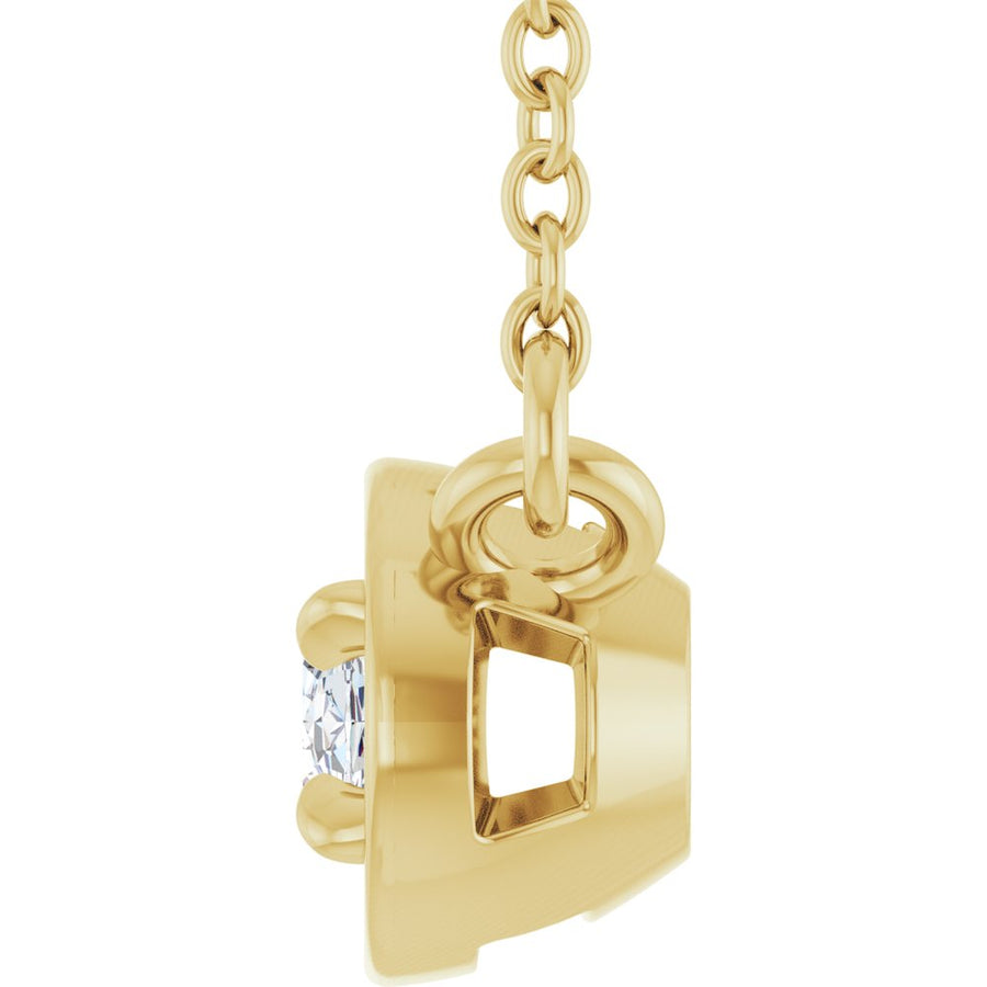 1/4CT Oval Diamond Necklace -14K Gold