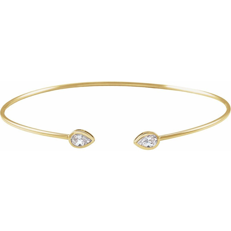 Pear Diamond Bangle Bracelet – 14K Gold + 1/2 CTW
