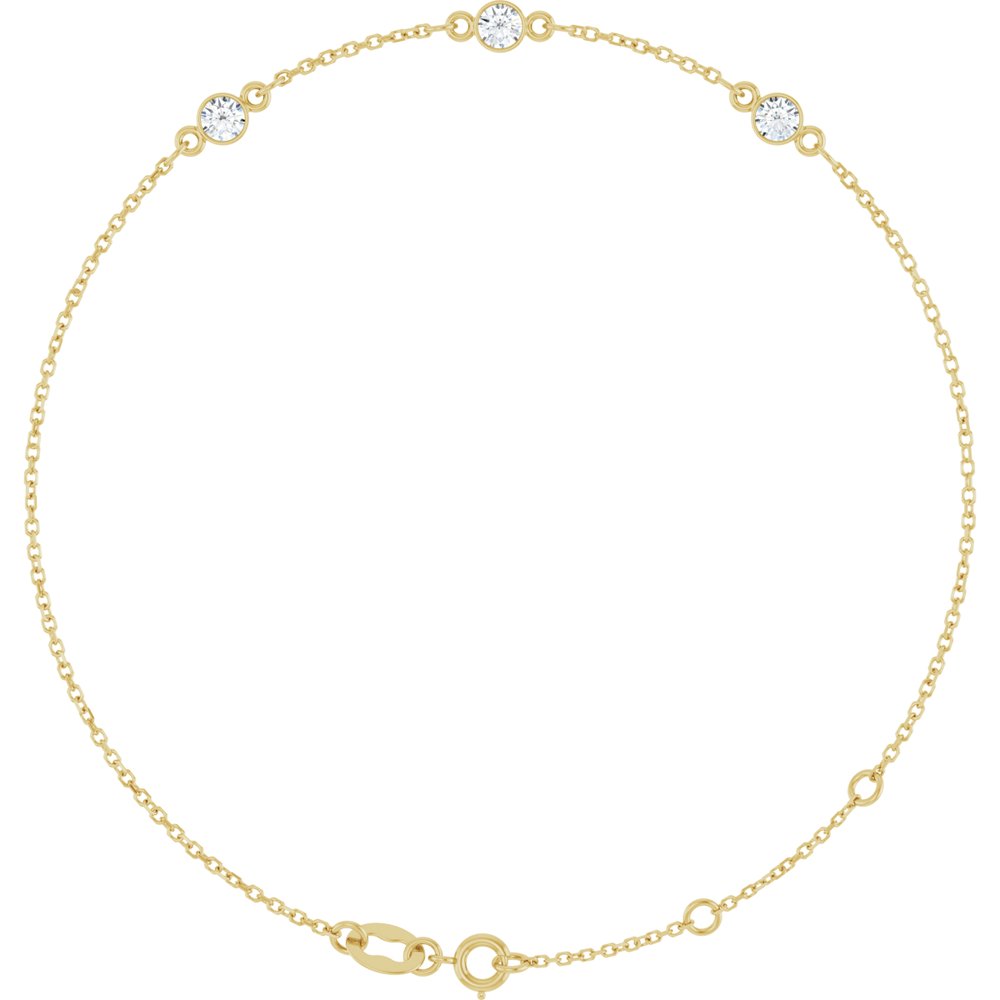 Bezel-Set Three-Stone Diamond Bracelet – 14K Gold + 1/4 CTW