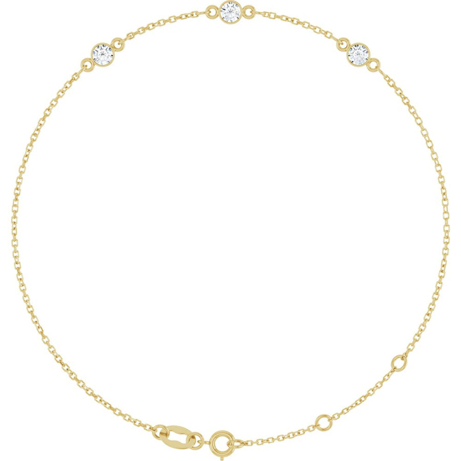 Bezel-Set Three-Stone Diamond Bracelet – 14K Gold + 1/4 CTW