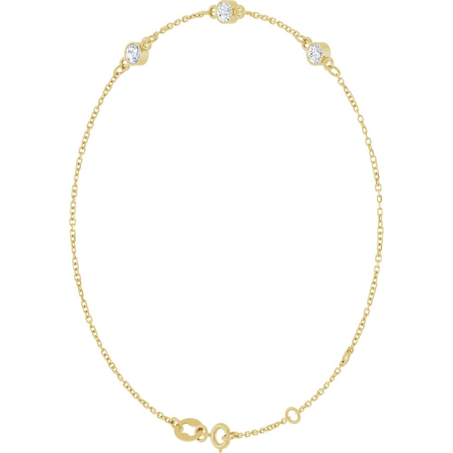 Bezel-Set Three-Stone Diamond Bracelet – 14K Gold + 1/4 CTW