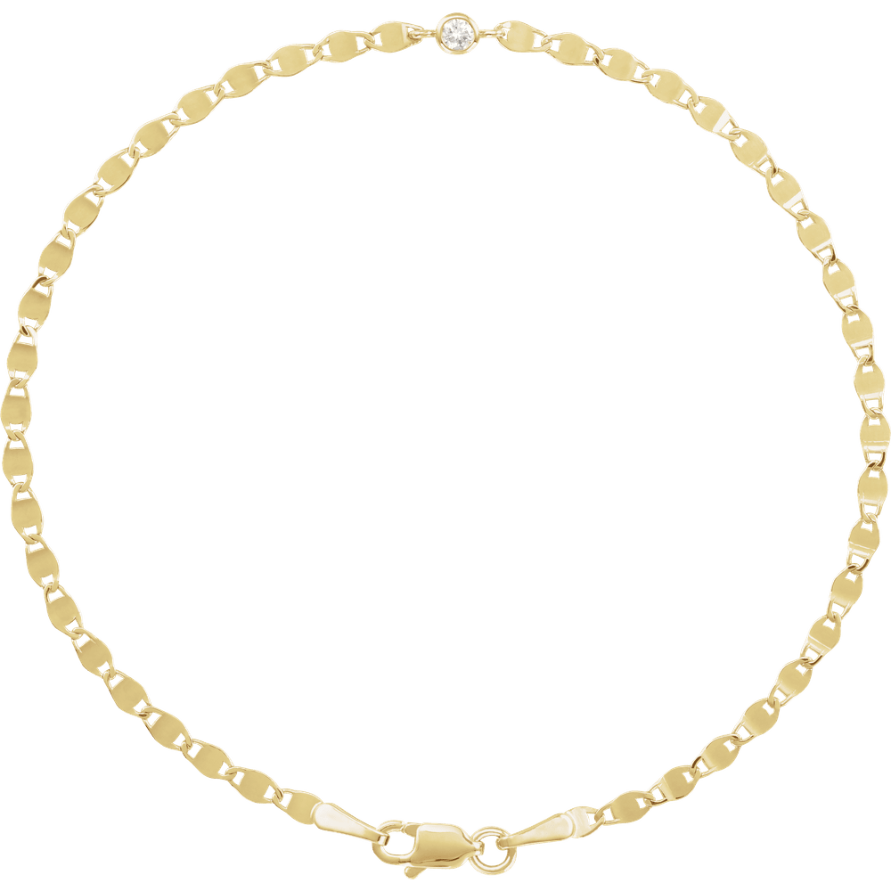 .06 CTW Diamond Bezel Link Bracelet — 14K Solid Gold