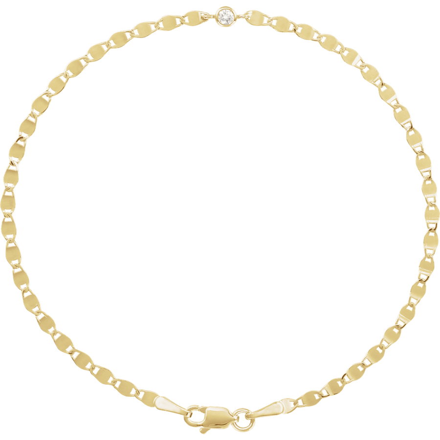 .06 CTW Diamond Bezel Link Bracelet — 14K Solid Gold