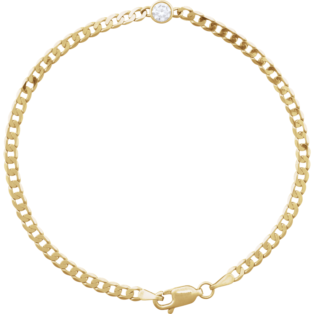 .07 CTW Diamond Curb Link Bracelet — 14K Solid Gold