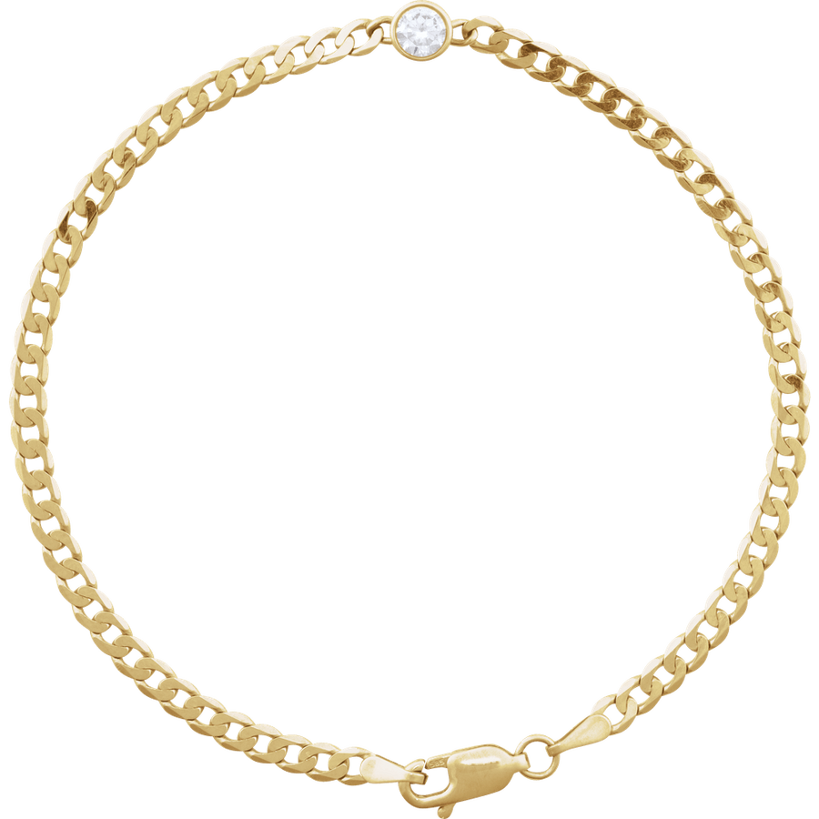 .07 CTW Diamond Curb Link Bracelet — 14K Solid Gold